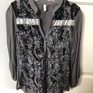 Charcoal & silver blouse